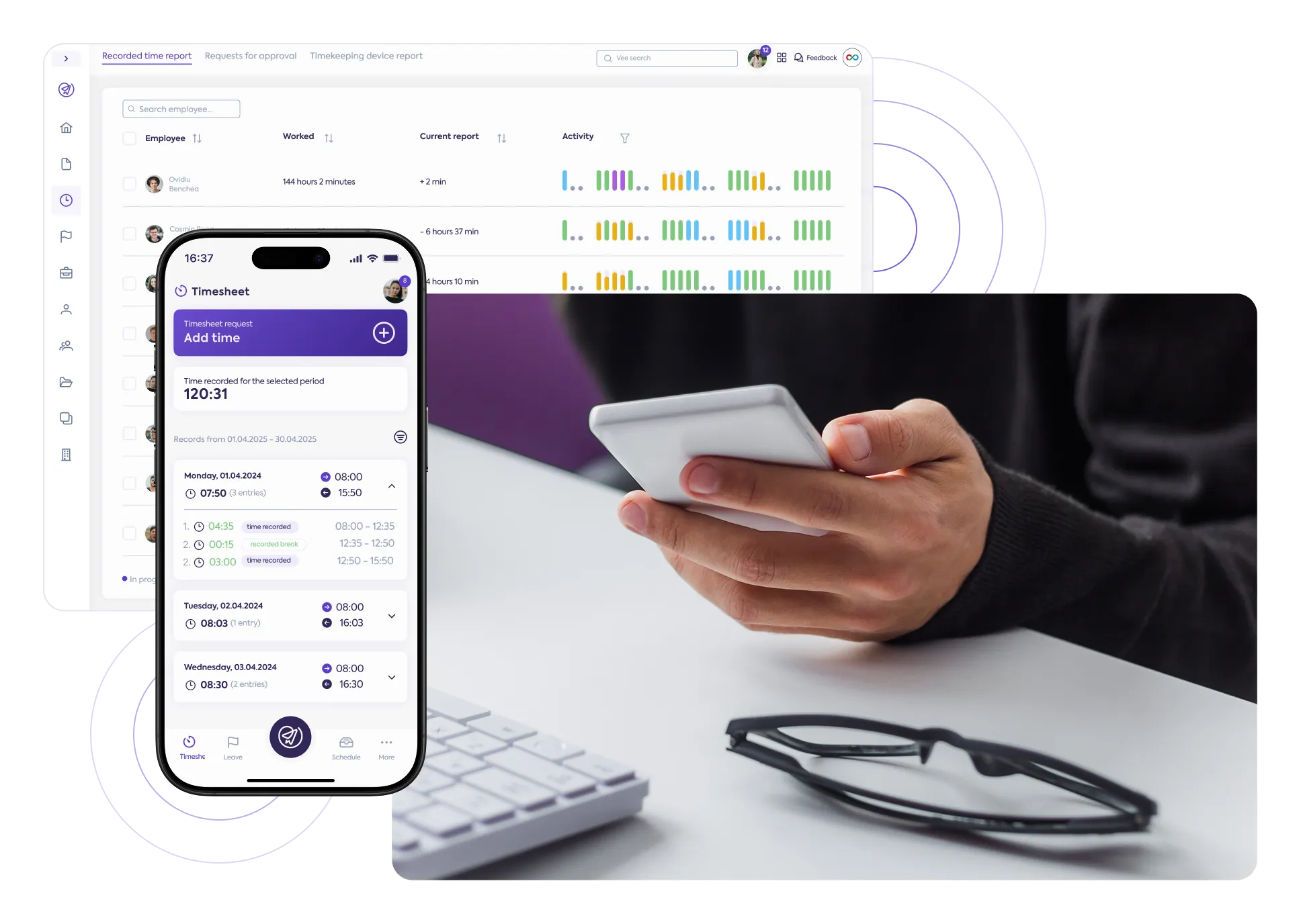 The attendance sheet module in Papervee HR - showcase image