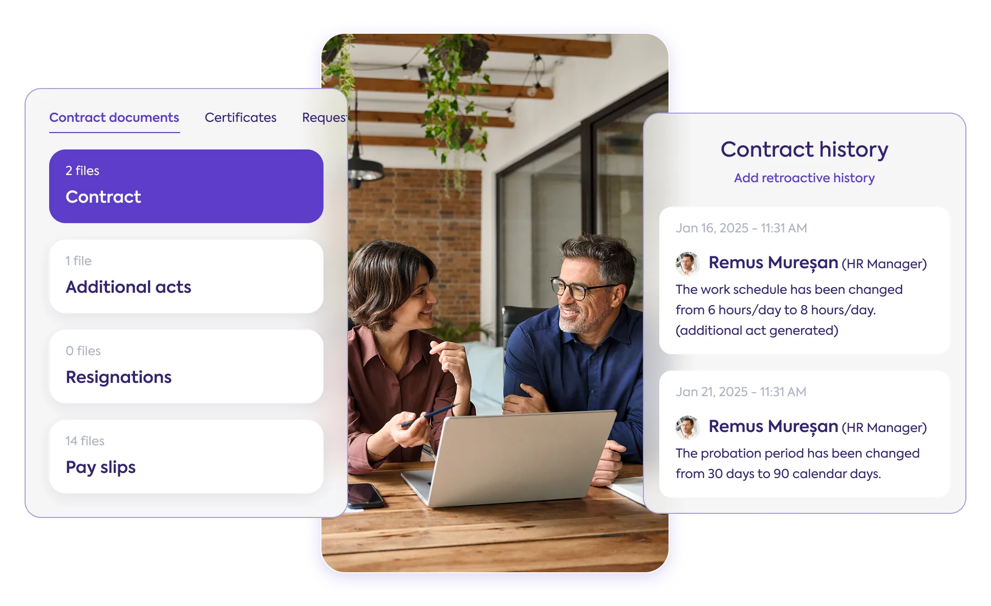The contract module in Papervee HR - showcase image