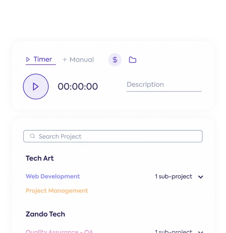 Representative image showing project-based time tracking offered by Papervee