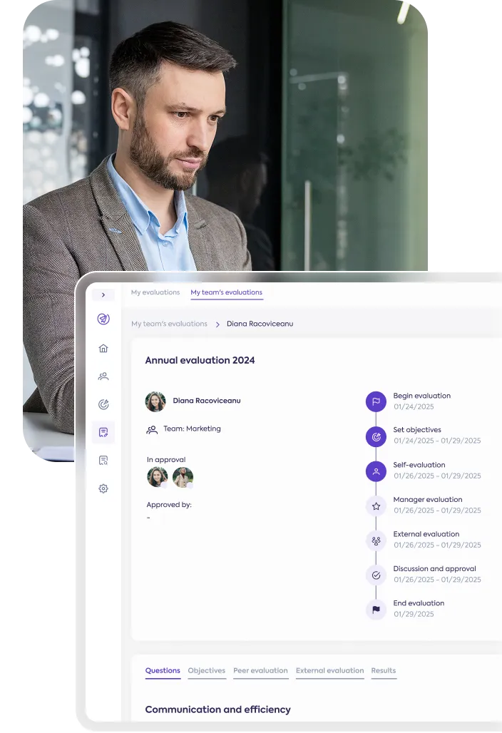 The employee evaluations module in Papervee HR - showcase image